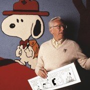 Charles Schulz with Snoopy