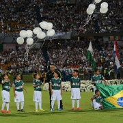 Fans of Atletico Nacional Pay Tribute To Brazilian Soccer Team Chapecoense Following Airplane Crash